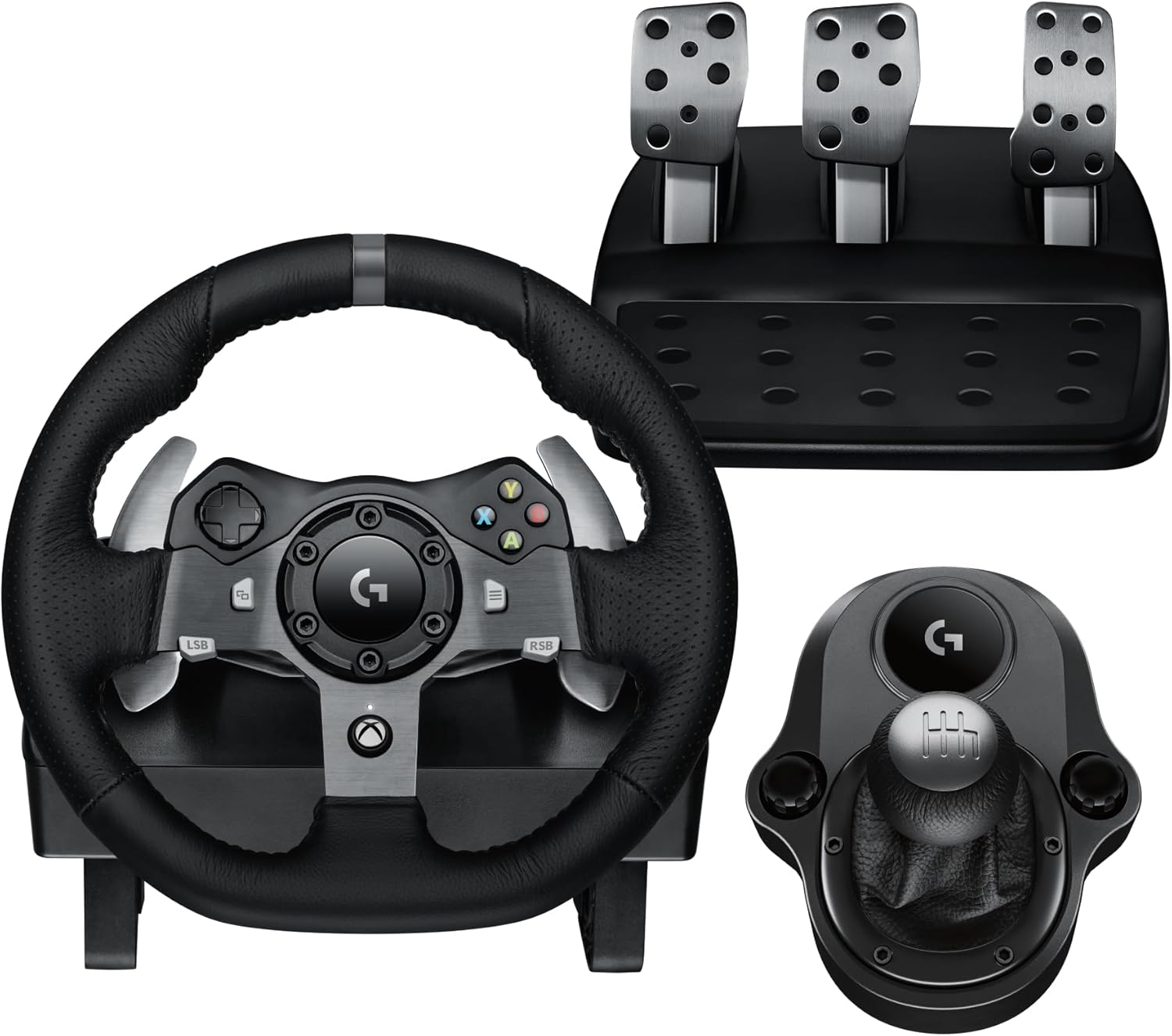 Logitech G920 Driving Force Racing Wheel & Pedals Plus Gear Shifter Bundle (Xbox One & PC) UK-Plug