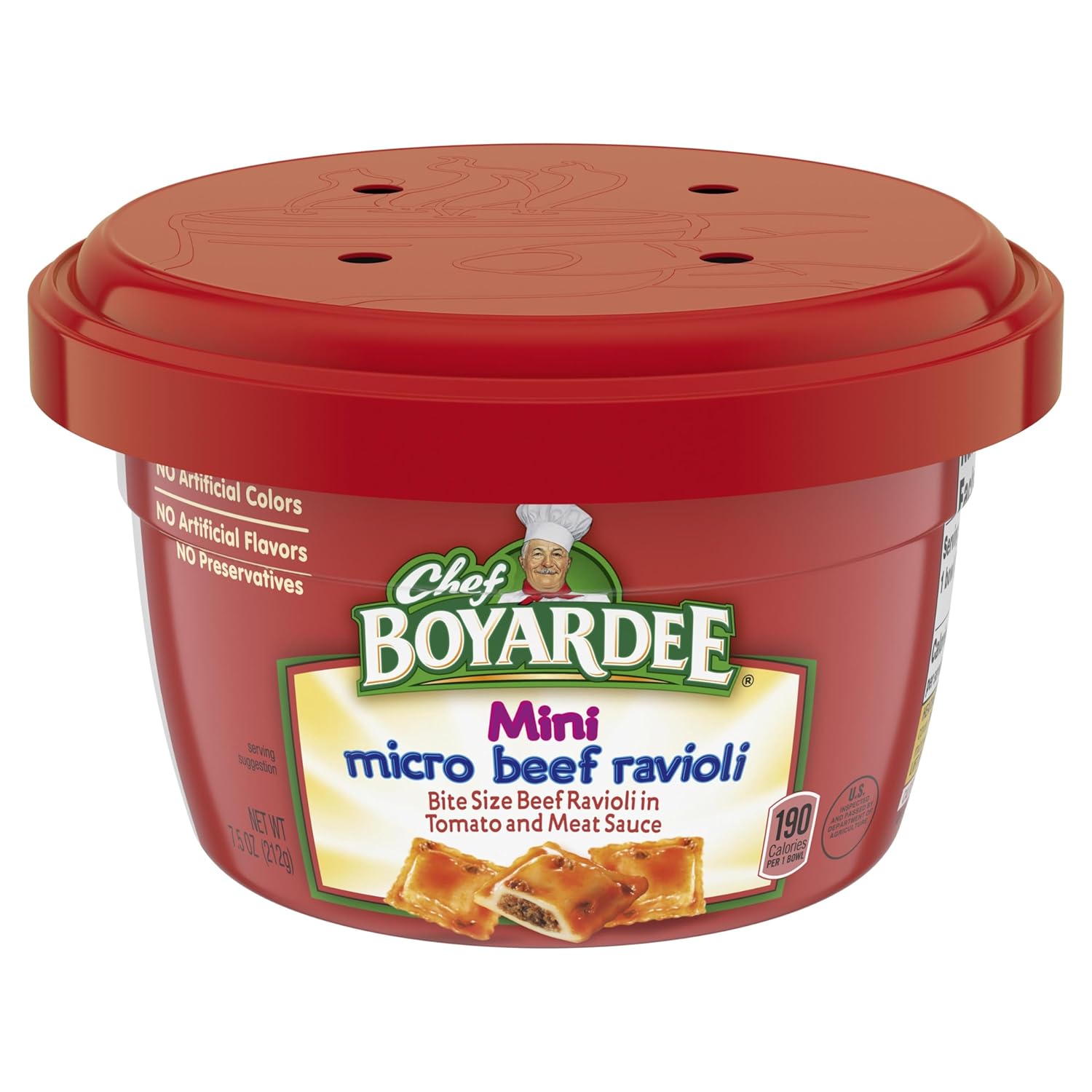 Chef Boyardee Mini Micro Beef Ravioli, Microwave Food, 7.5 OZ Microwaveable Bowl (12 Bowls)