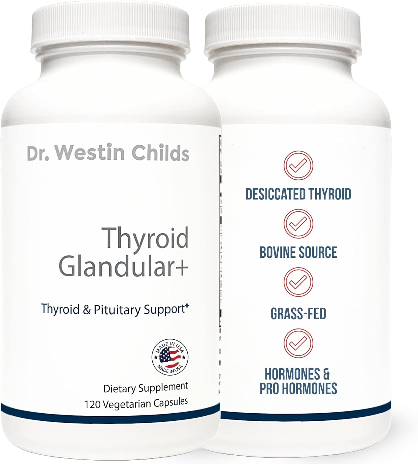 Dr. Westin Childs - Thyroid+ Raw Grass-Fed Desiccated Bovine Thyroid Support for Women with Hypothyroid, Hashimoto's, Energy & Metabolism Supplement - L-Tyrosine, Selenium, Iodine & More 120 ct