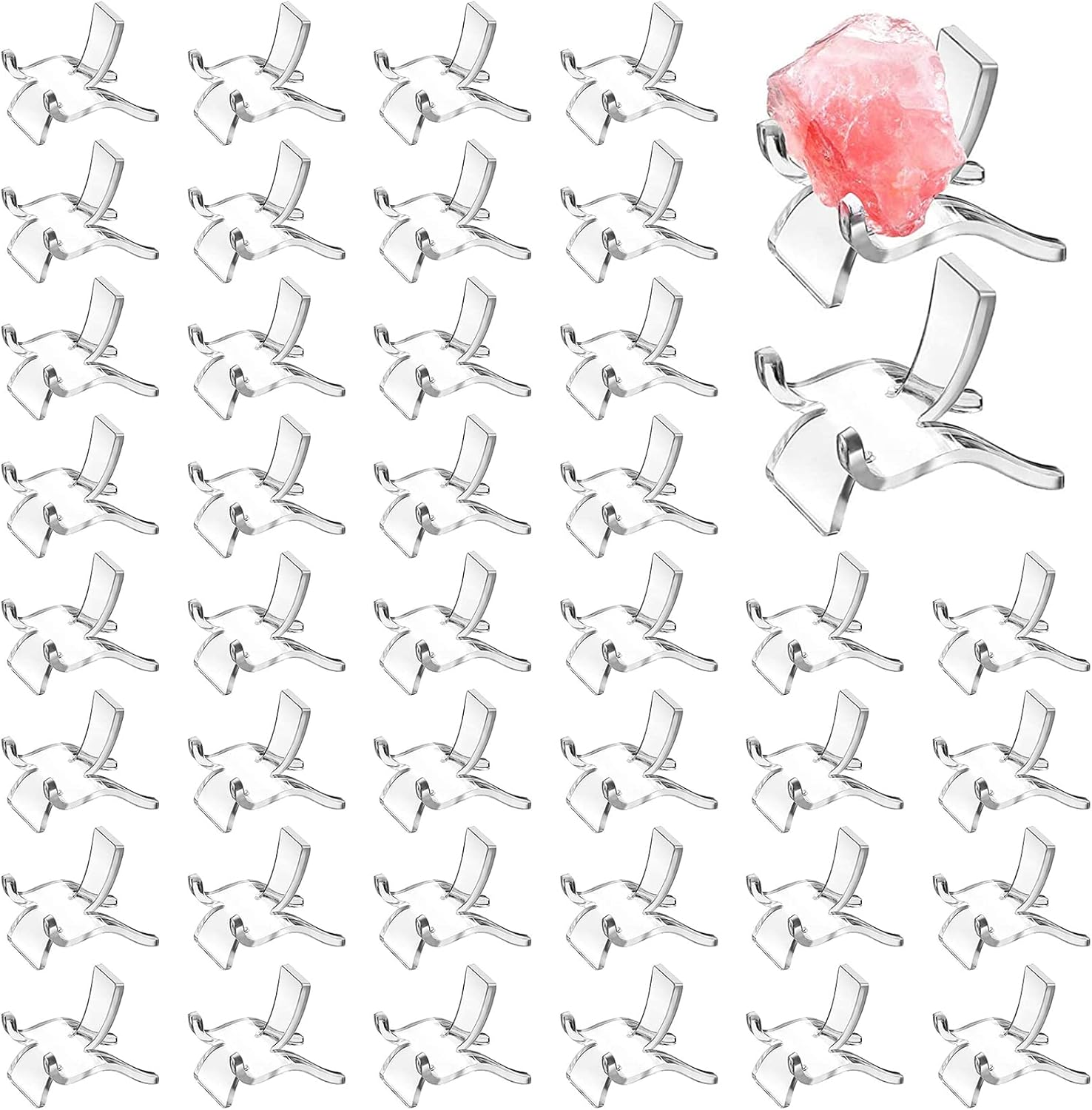 Jetec 40 Pieces Acrylic Display Holder Clear Display Easel Stands Pedestal Collectibles Display Stands for Displaying Crystal Geodes Rock Mineral Agate Coral(Small)