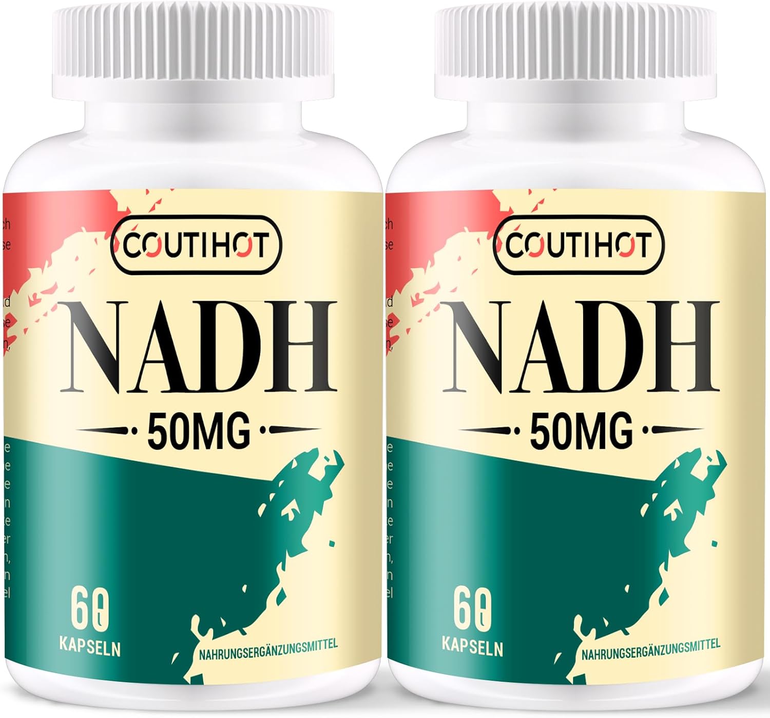 NADH 50 mg Plus CoQ10 200 mg, NADH Capsules (2 Pack) - Energy and Fatigue Support, ATP Production, Longevity - 20 Counts for 120-day Supply