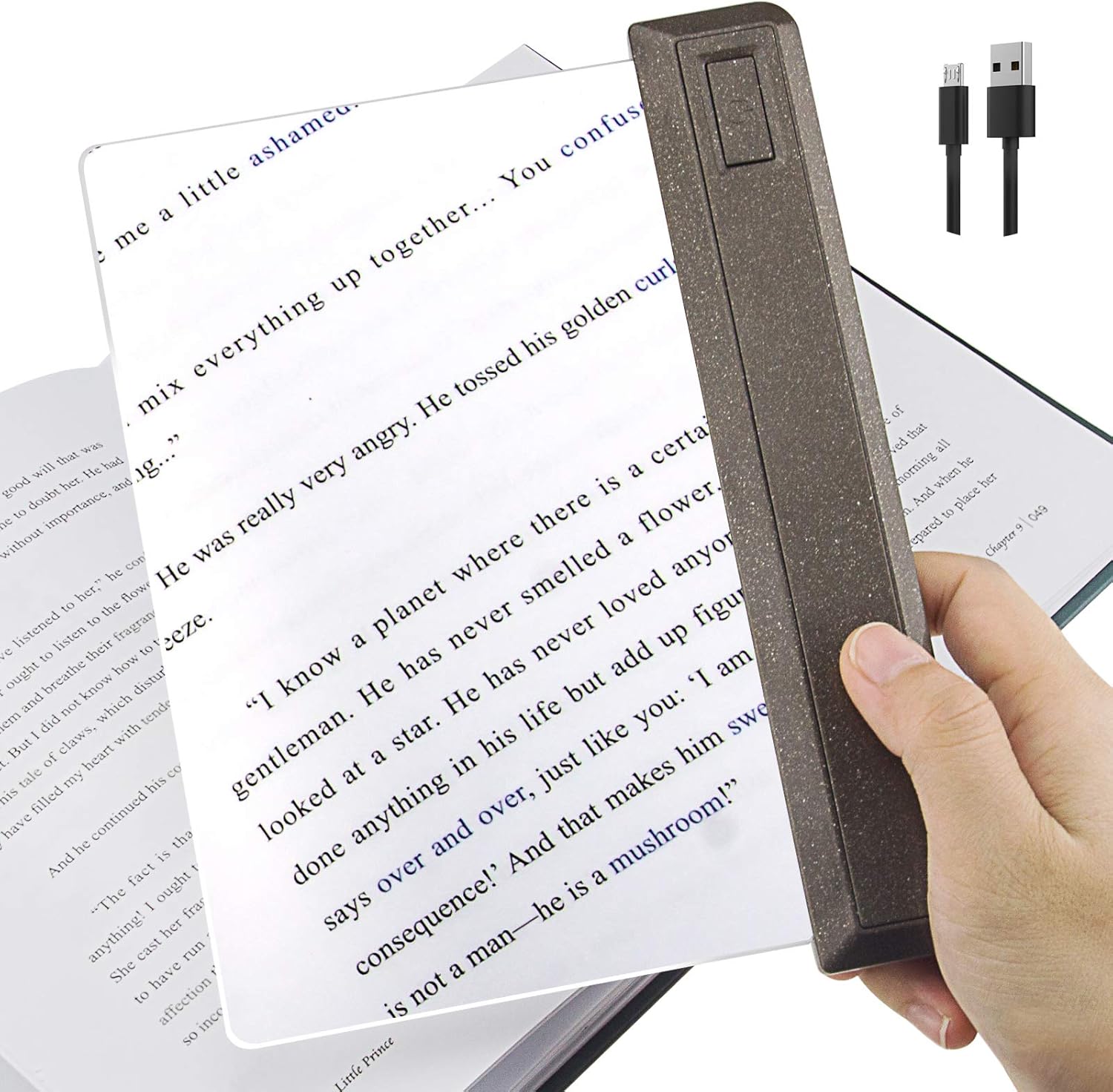 Full Page Magnifier, Ultra Bright 12 LEDs Handheld Magnifying Glass with Cool/Warm White Light, Adjustable Brightness Illunimated Magnifier for Eye-Care, Reading Small Prints
