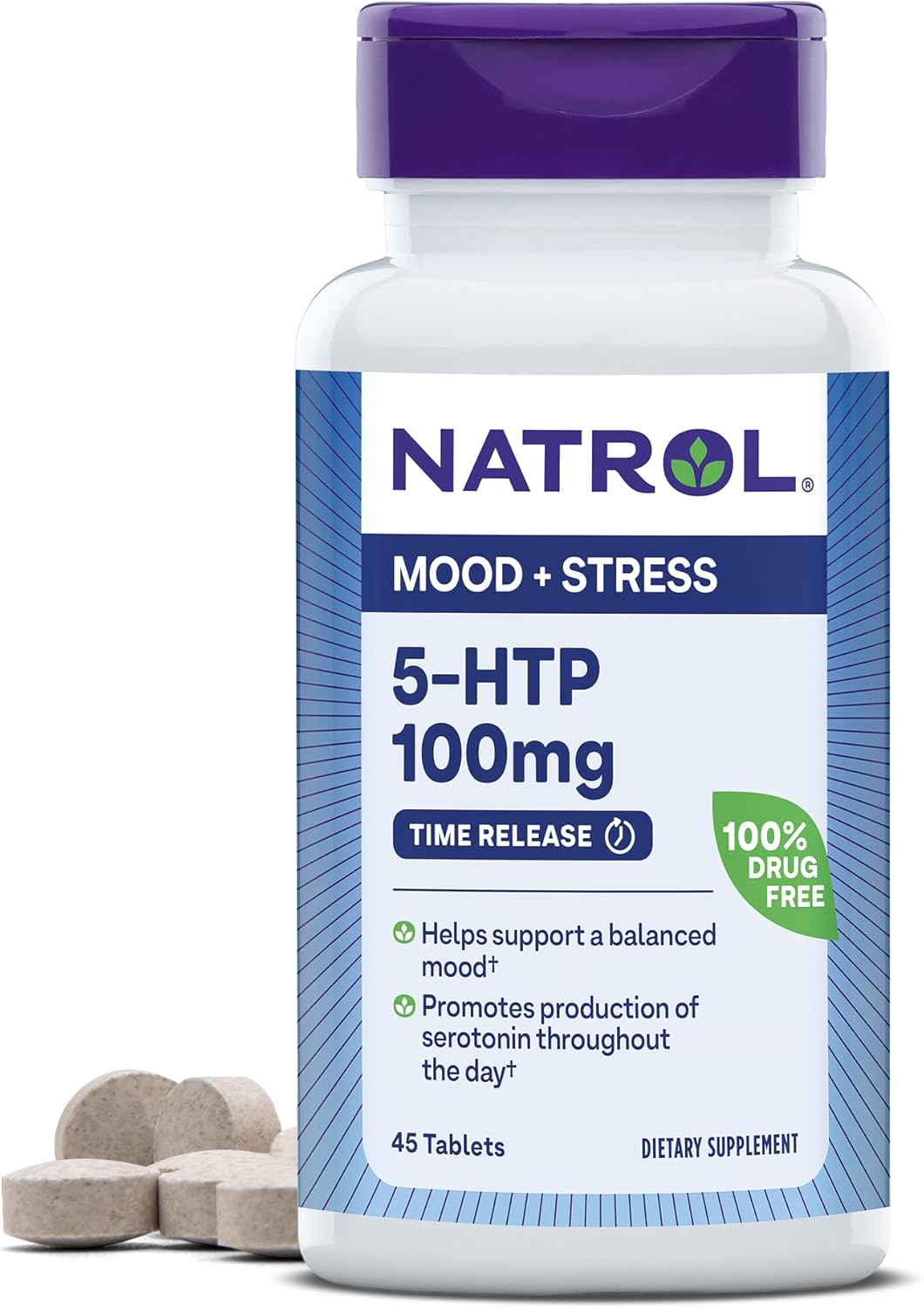 Natrol 5-HTP 100mg, Dietary Supplement Helps Support a Balanced Mood, 90 Time Release Tablets, 22-45 Day Supply
