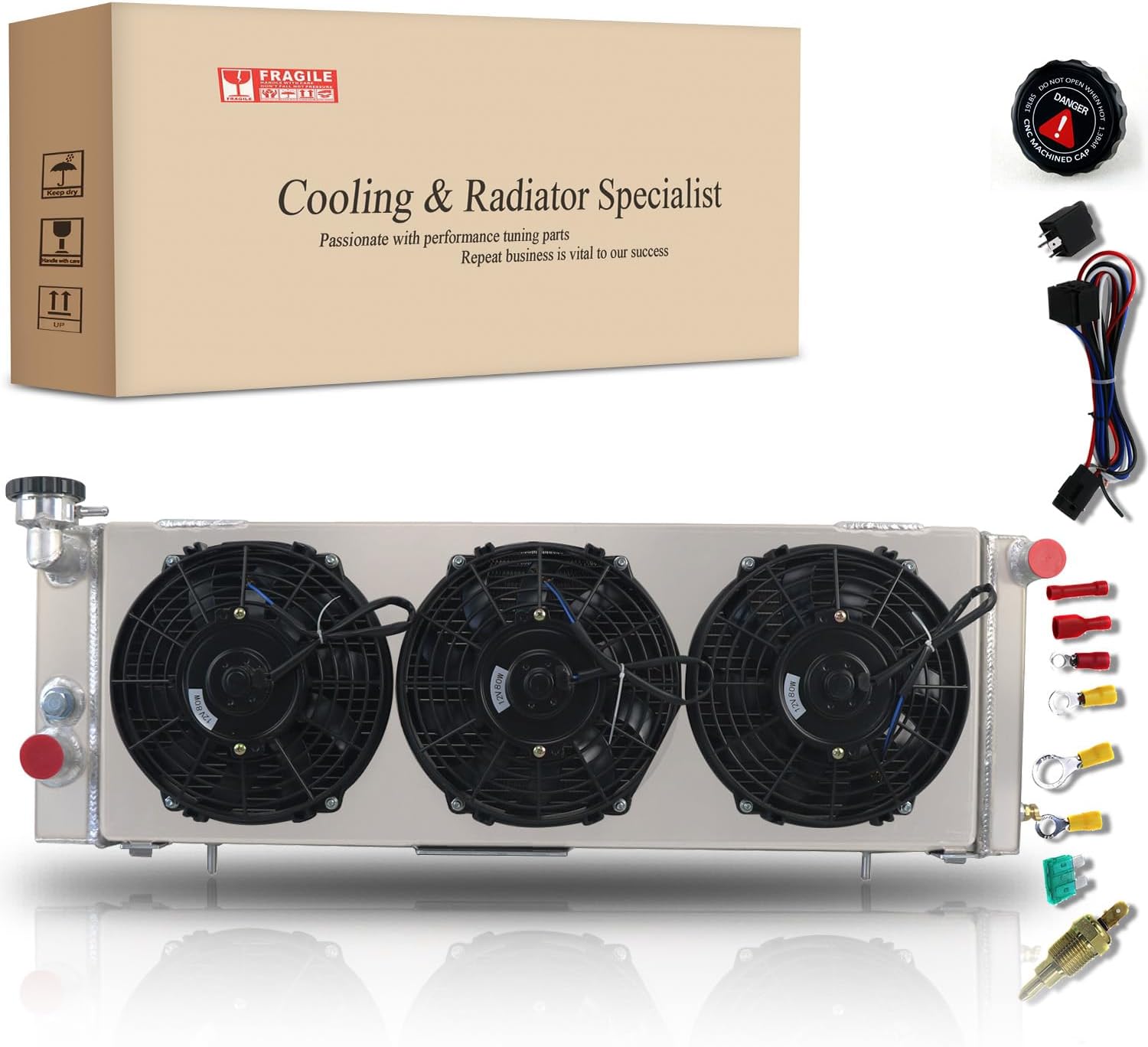 Full Aluminum Radiator Radiador for 1991-2001 Jeep Cherokee XJ/Comanche 2.5L 4.0L Manual with Shroud Fan and Relay 1992 1993 1994 1995 1996 1997 1998 1999 2000