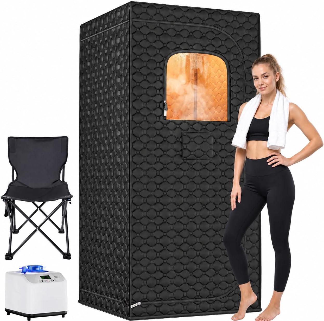 etoolab Portable Sauna, Steam Sauna Box for Home with 1500W Steamer