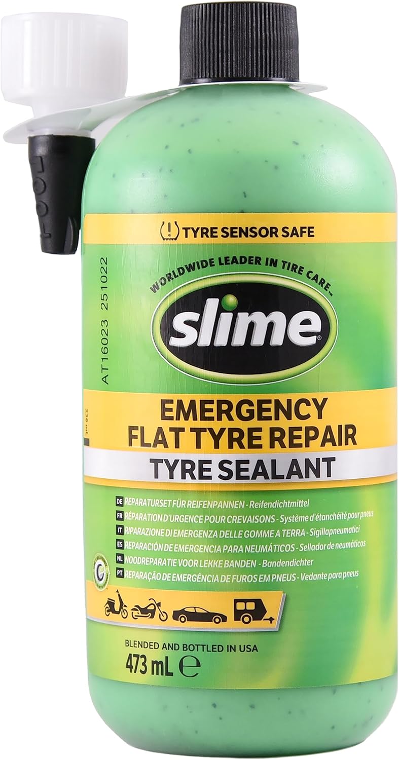Slime 10125 Flat Tyre Puncture Repair Sealant, Smart Repair Kit Refill, suitable for cars, Non-toxic, eco-friendly, 473 mL (16oz) bottle