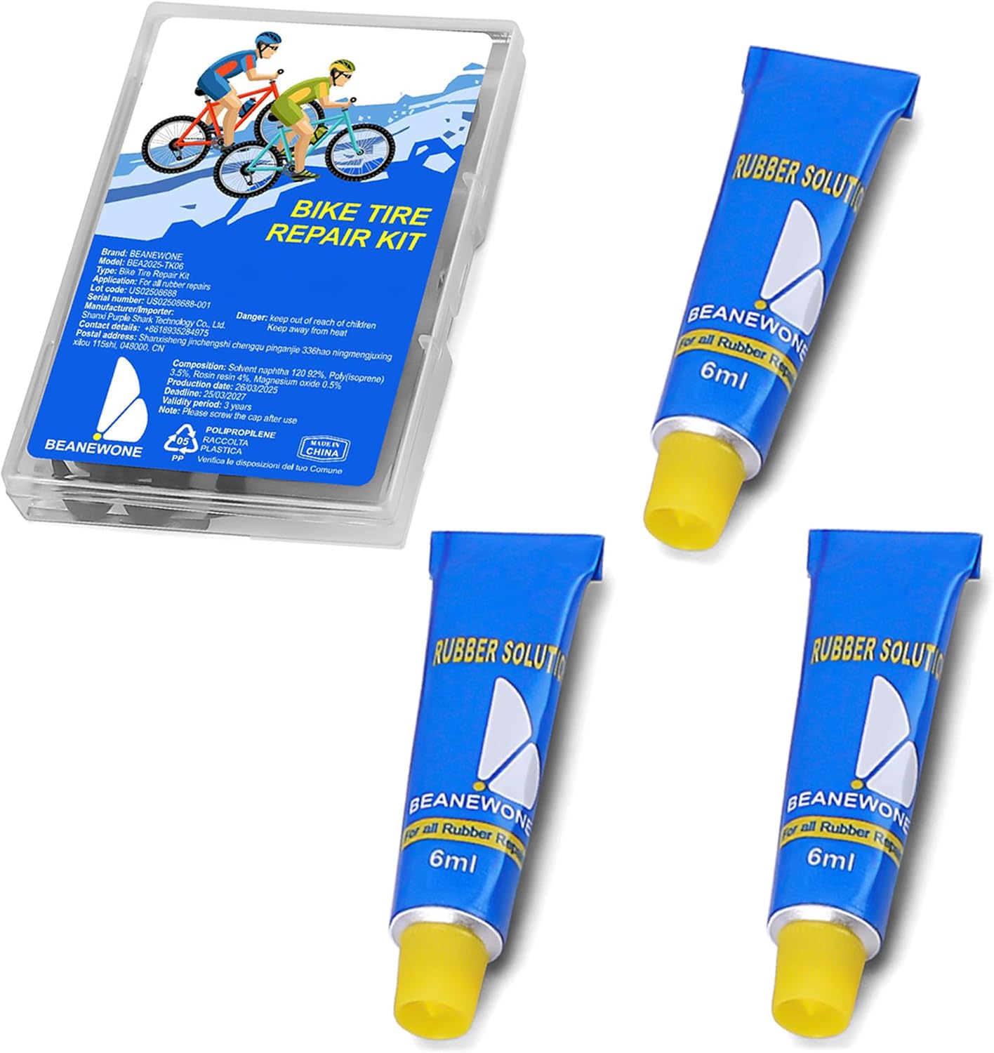 Bike Tire Repair Kit, Bicycle Inner Tube Patch Kit – Portable Case for Bicycle, Motorcycle & Inflatable Tubes