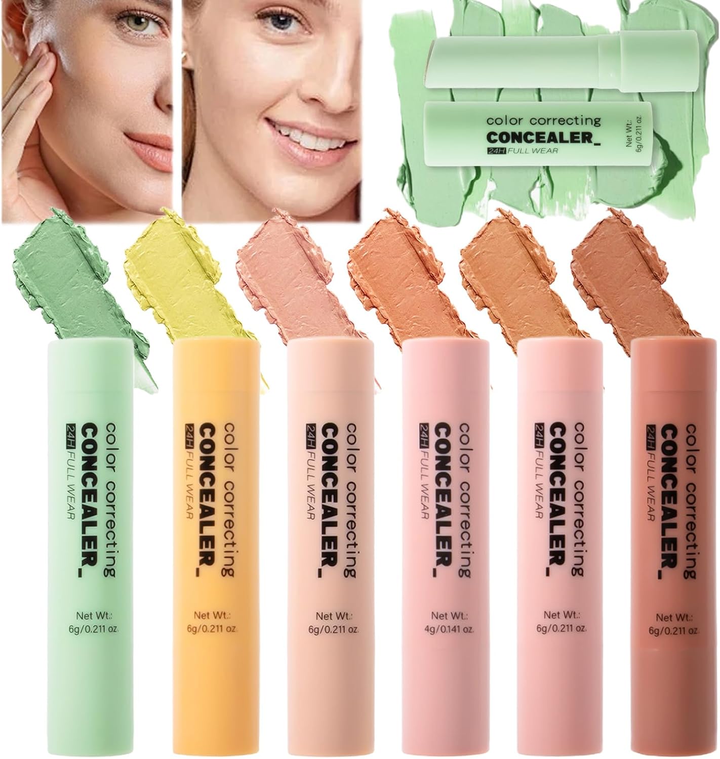 Contour Stick | 6 Color Makeup Concealer | Lightweight Long-Lasting Neutralizer for Natural Looking Finish Hide Blemishes