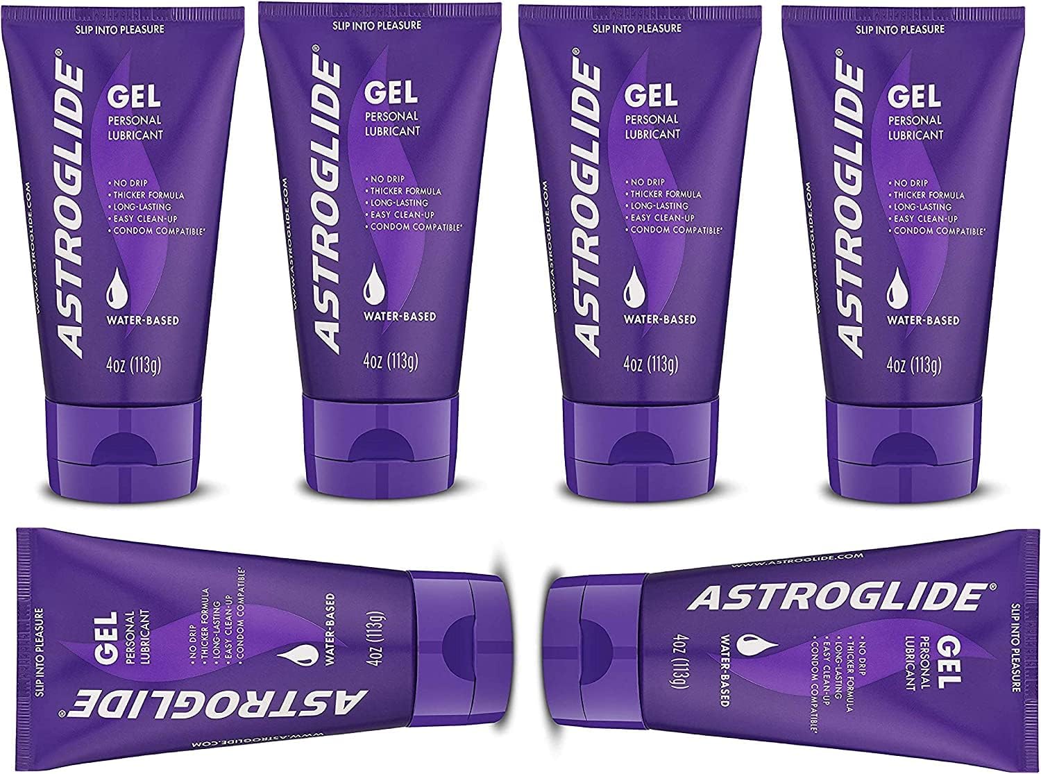 Astroglide Personal Lubricant Gel, 4-Ounce Tubes (Pack of 6)