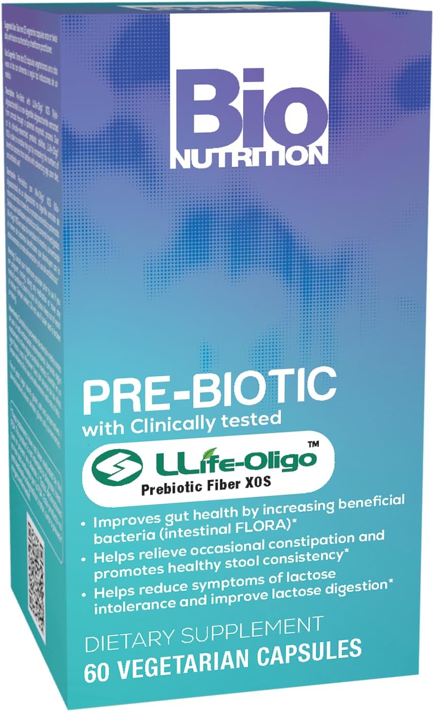 Bio Nutrition Pre-Biotic 60 Vegetarian Capsules Llife Oligo Prebiotic Fiber XOS Patented Formula Improves Gut Health | Promotes Strong Intestinal Flora