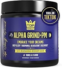 Advanced Sleep Supplement for Men, Nootropic Night Time Burner & Anabolic Recovery, Natural Sleep Aid with Magnesium Glycinate, Apigenin, Selenium - Vanilla Flavor | Alpha Grind PM