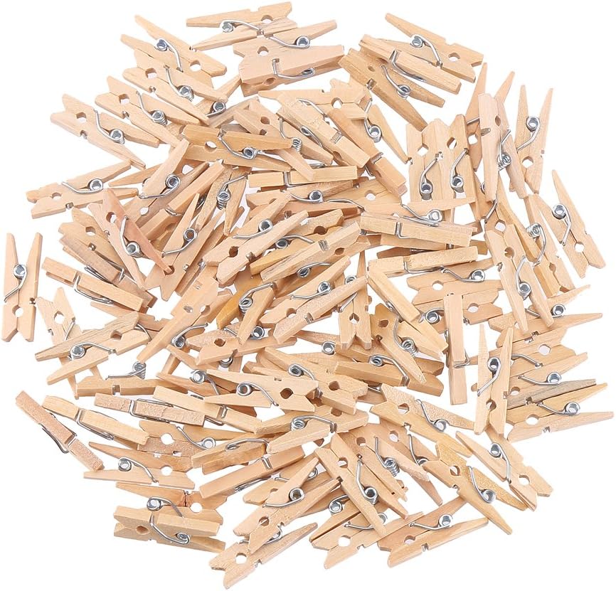 DECORA Sturdy 1 Inch Mini Wooden Craft Clothespins 100pcs