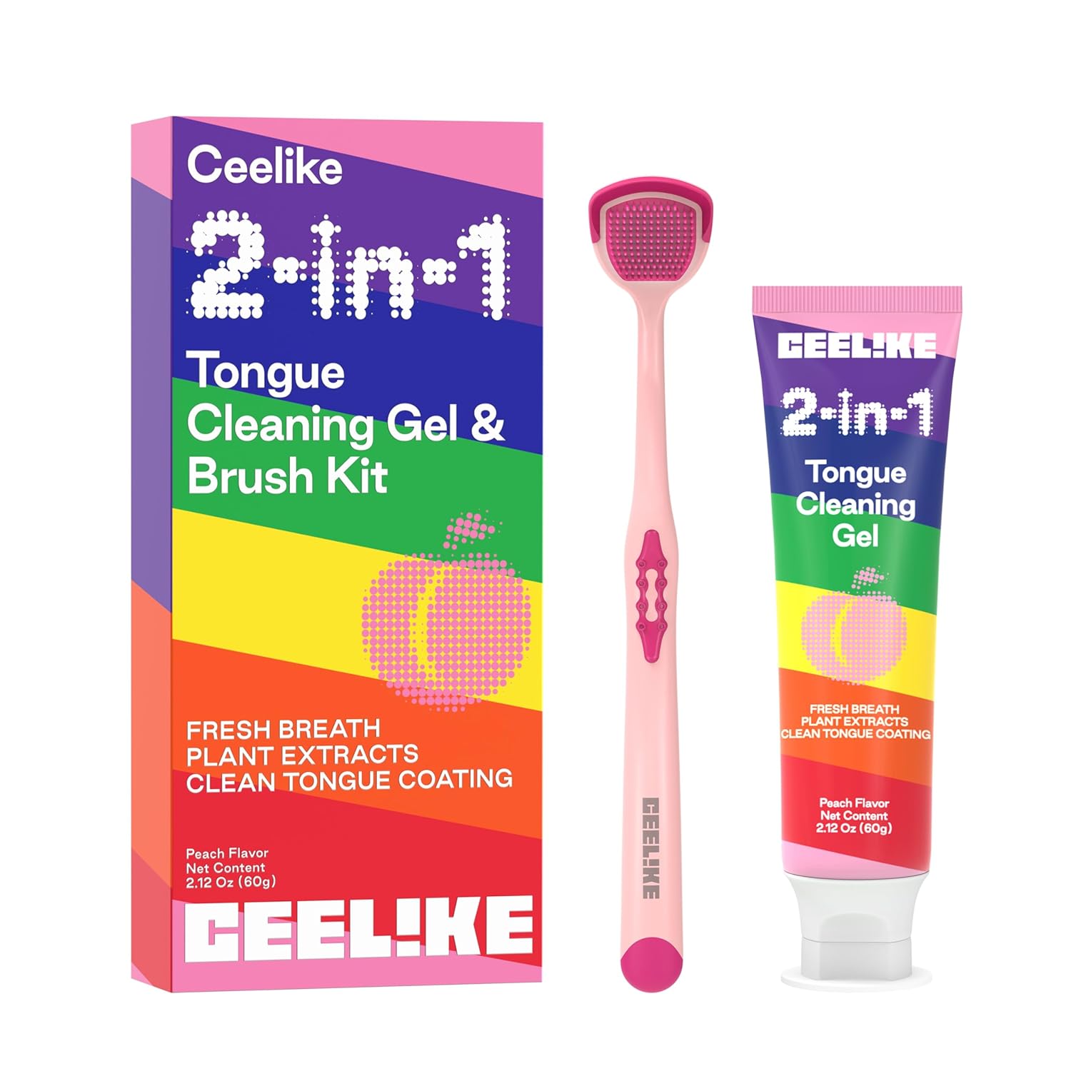 2-in-1 Tongue Cleaner Kit with Plant Extracts for Instant Fresh Breath