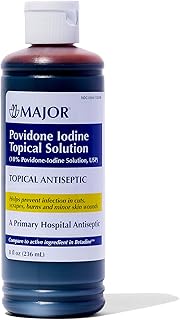 Major 10% Povidone-Iodine Liquid Topical Solution, USP - Topical Antiseptic for Cuts, Scrapes, Burns, and Minor Skin Wounds - 8 Fl. Oz.