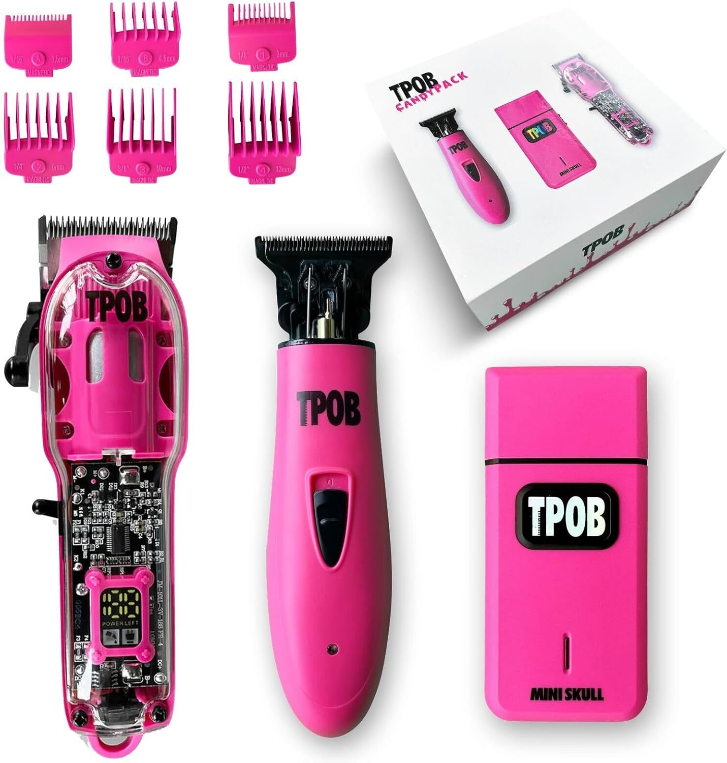 TPOB Candy Pack Professional Clipper/Trimmer/Shaver -Whisper Quiet Barber Clipper, Metal Moulded Taper Blades for The Closest Haircut and Beard Trims (Candy Pack)