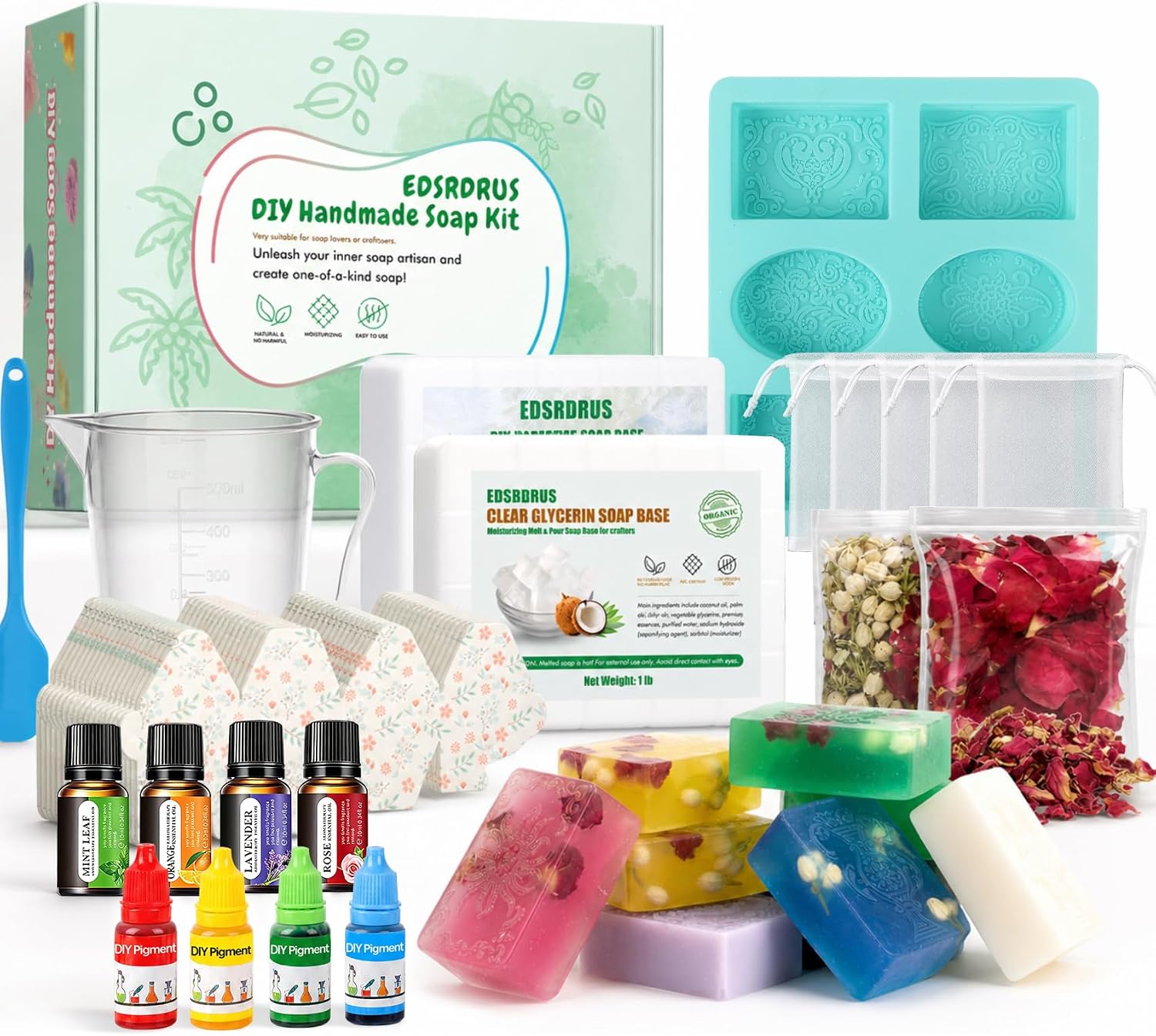 Basic Soap Making Kit with 2 lb Base, Molds, Oils & Pigments