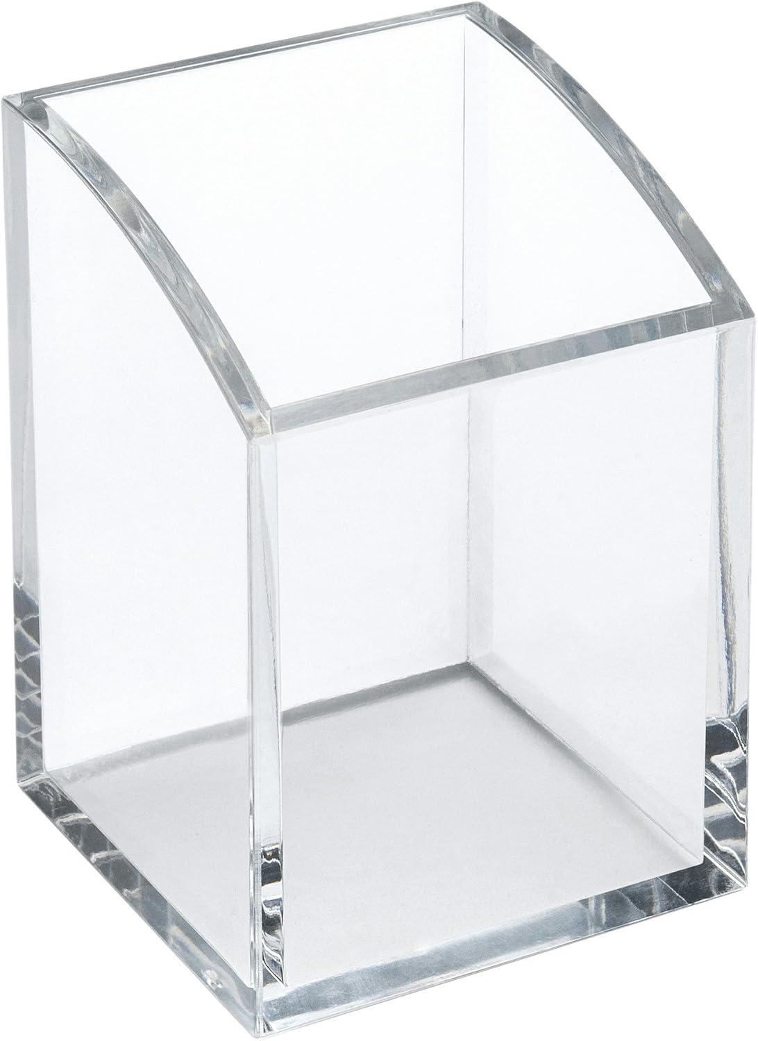 OSCO Clear Acrylic Square Pen Pot | Pencil Holder | Desk Tidy | Office Organiser | Makeup Storage | Cosmetics Display | H10 x W7 x D7 cm |