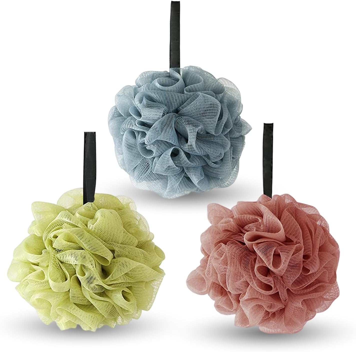 Loofah Sponge 50g/Piece, Exfoliating Bath Sponge Body Scrubber for Women and Men Bath Accessories (3Pcs Mix Color) (Dark Colored)