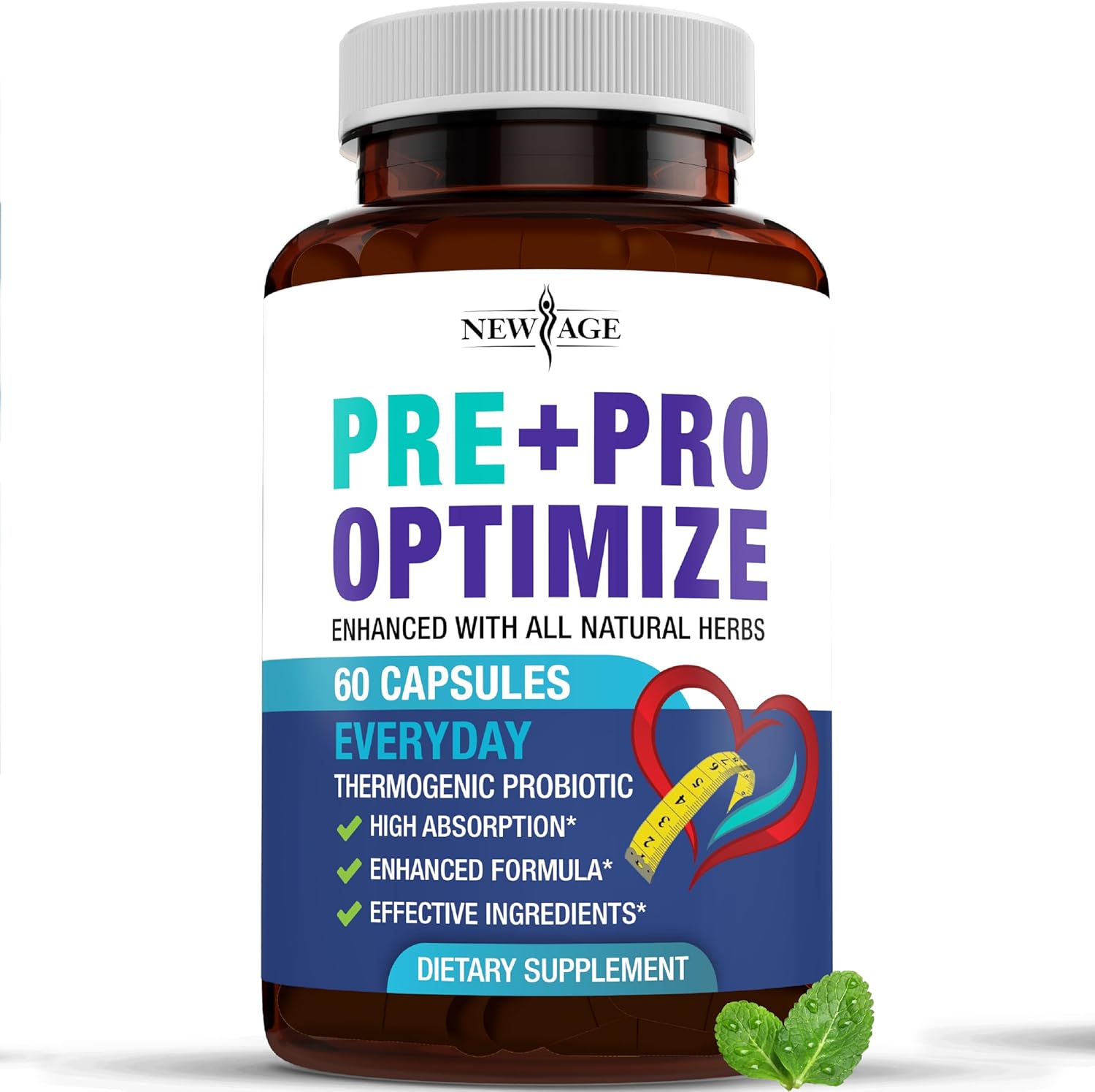 NEW AGE Pro Optimize Probiotics for Women, Menopause, Digestive Health - Support for Bloating, Hot Flashes, Joint Support, Night Sweats - Gut Health & Metabolism - Dong Quai (60 (Pack of 1))