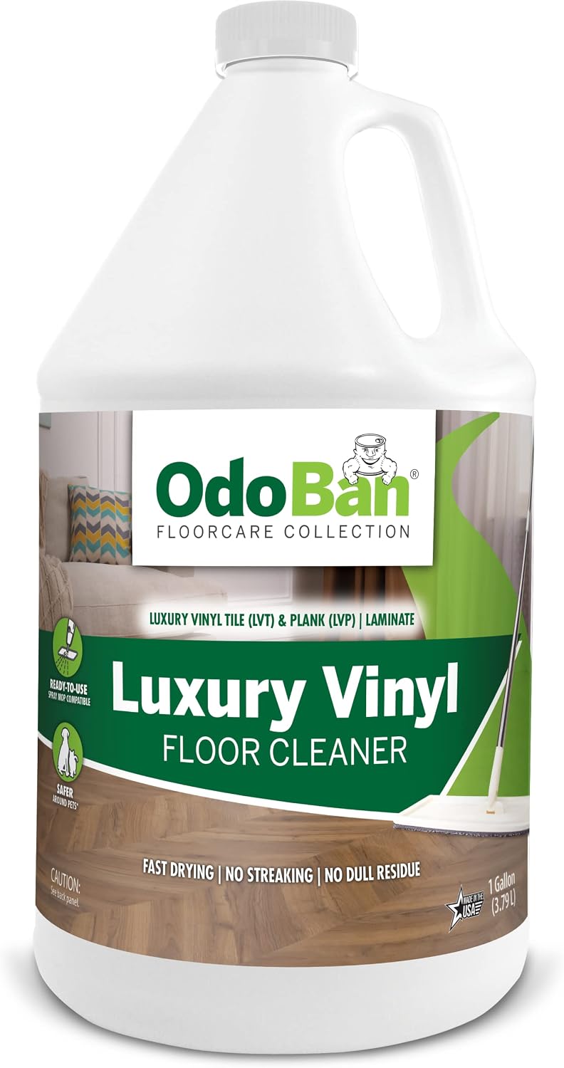 OdoBan Ready-to-Use Luxury Vinyl Floor Cleaner, Streak Free and Neutral PH Formula, Made in the USA, Scentless, 1 Gallon