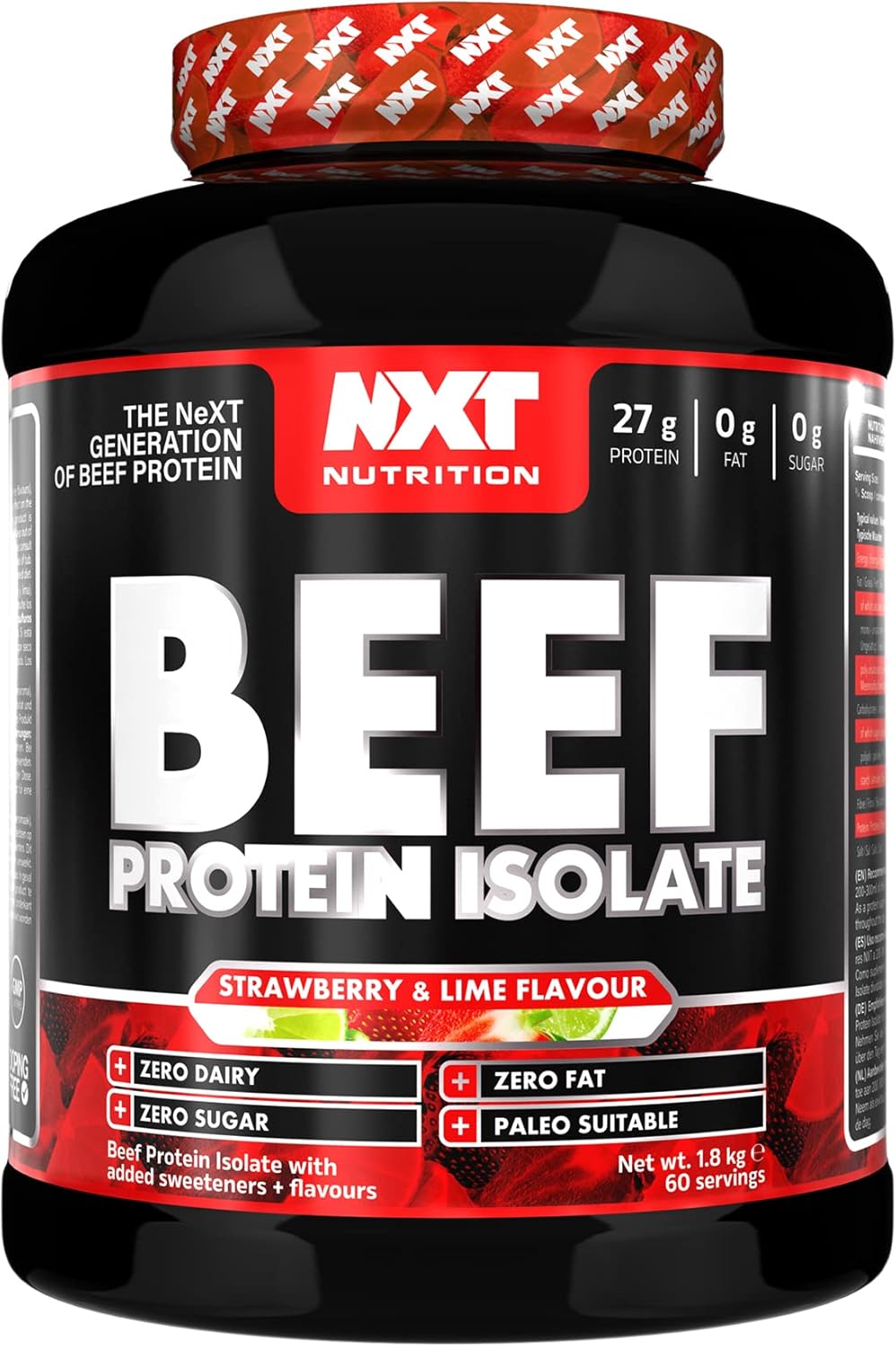 NXT Nutrition Beef Protein Isolate Powder - Protein Powder High in Natural Amino Acids - Paleo, Keto Friendly - Dairy and Gluten Free | 1.8kg | Strawberry Lime Crush
