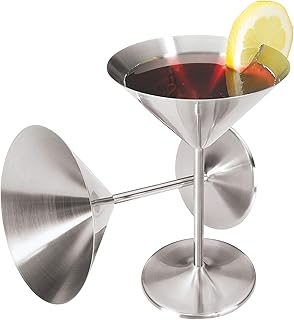 Oggi Stainless Steel Martini Glasses - 8oz, Set of 2 - Unbreakable Martini Glasses, Ideal Outdoor Martini Glasses for Boating, RV, Parties, Stylish Cocktail Glasses & Martini Glass Gift Set