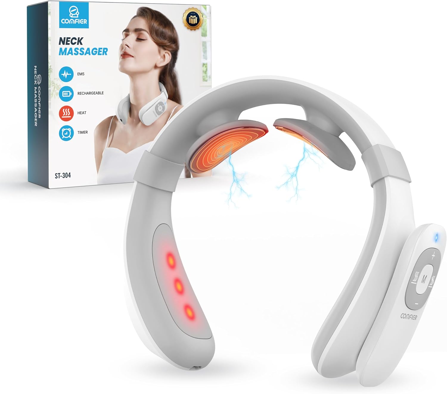 COMFIER Cordless Neck Massager for Pain Relief Deep Tissue, Vibration Travel Massager,Portable Neck Massager for Office Gifts for Men and Women