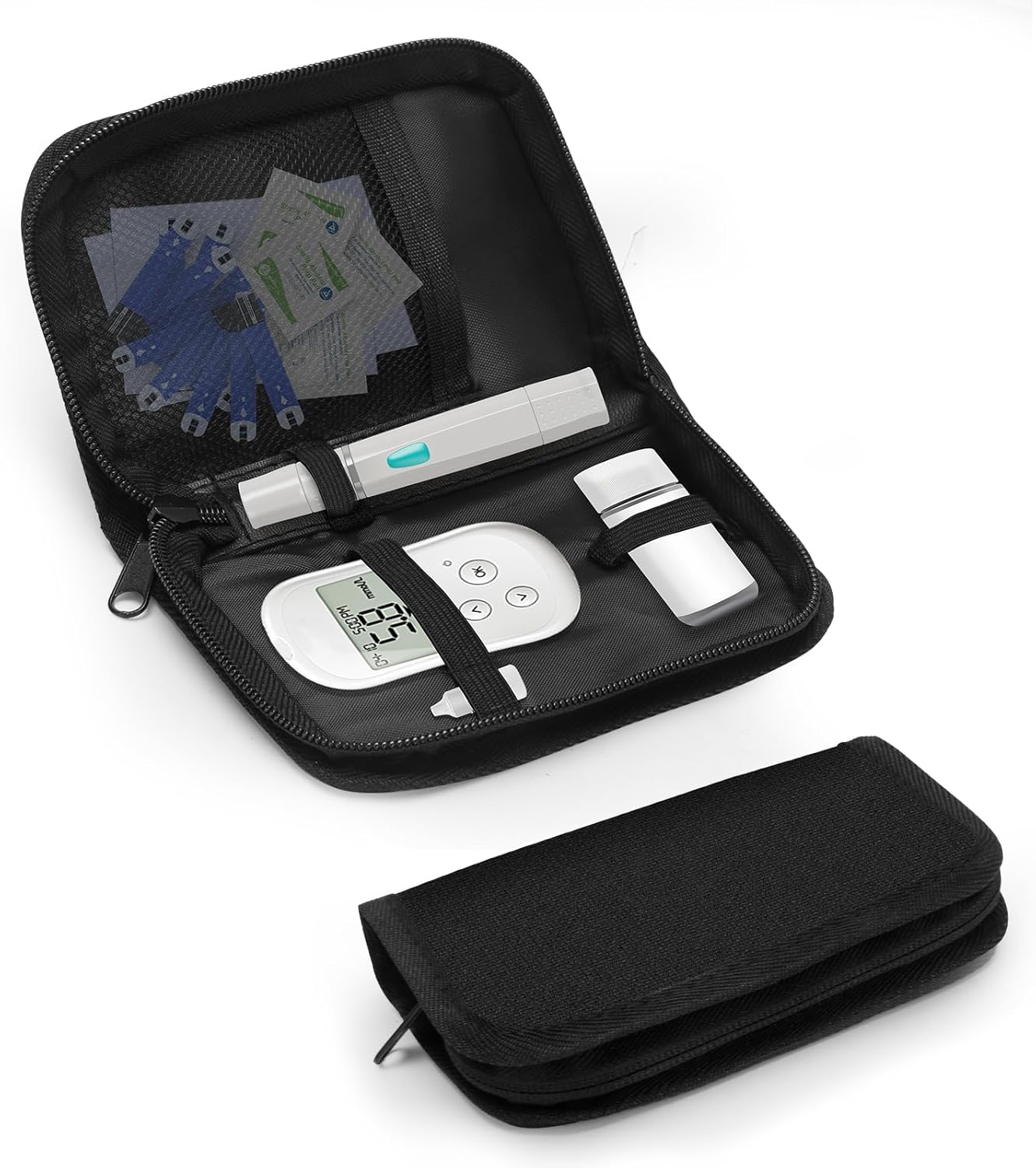 Glucose Monitor Case Portable Blood Sugar Monitor Carrying Bag Compact Diabetic Travel Case for Diabetes Testing Kit Organizer Diabetic Supply Bag Storage Diabetic Accessories