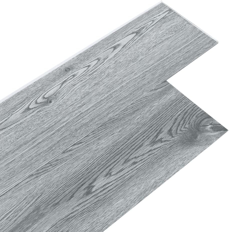 INMOZATA 36Pcs Self-Adhesive PVC Flooring Planks Floorboard Planks Waterproof Floor Stickers for Kitchen Bedroom Bathroom Home Floor Tile 91.5 X 15.2CM (Light Grey)