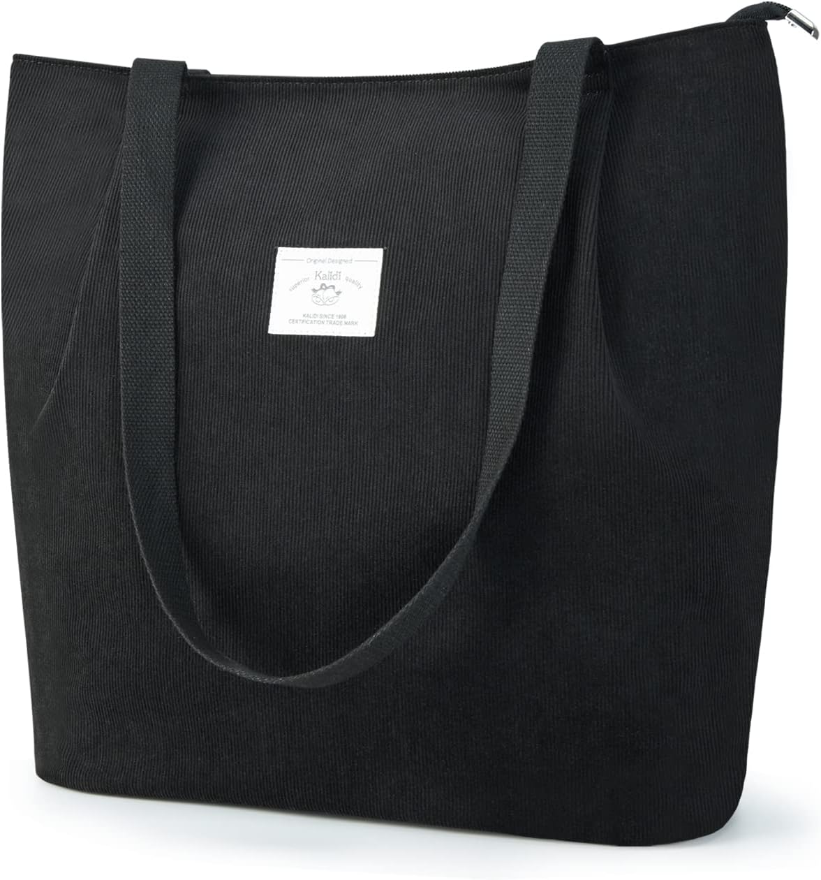 KALIDI Waterproof Corduroy Tote Bag with Zipper Casual Hobo Shoulder Bag Handbag Large Capacity Cord Tote Bag Women Shopping Bag for School Work College Daily Use