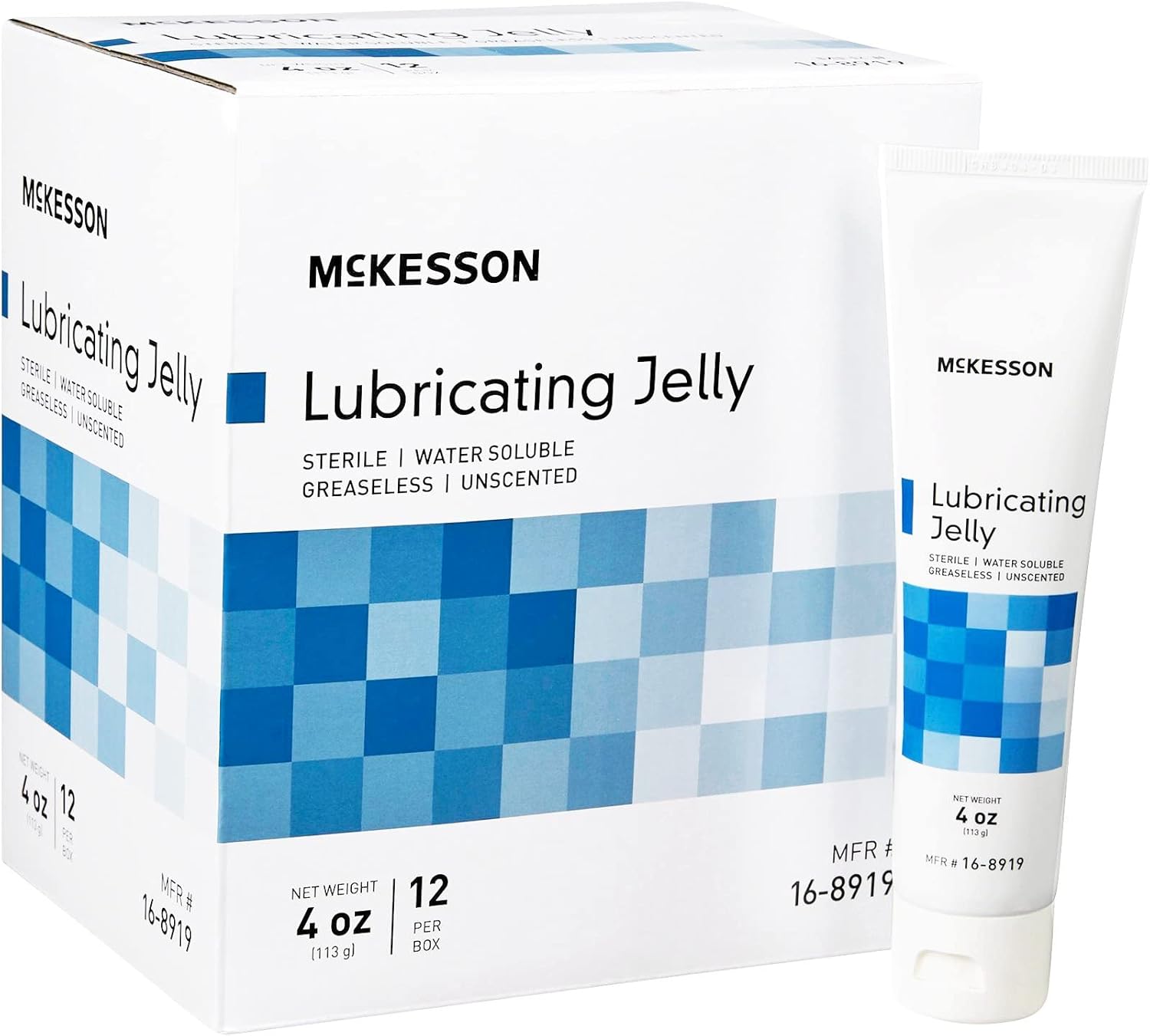 McKesson Lubricating Jelly, 4 oz [12 Count] Water Based Non-Sticky Lube, Water Soluble Lubricant Gel - for Surgical, Medical, Personal – Sterile Tube