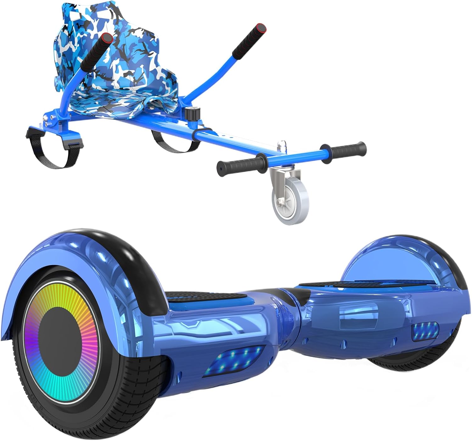 ELEKGO Hoverboards for Children, 6.5 Inch Self-Balancing Hoverboard with Go-kart and LED Lights, Bluetooth Speaker for Teenagers