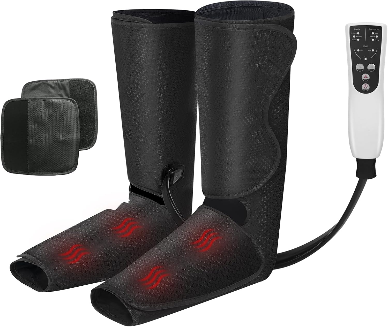 Air Compression Leg Massager with Heat, Leg Massager Simulates Kneading and Stroking of Tissues by Using an Inflatable Garment, Gifts for Women Men (Black)