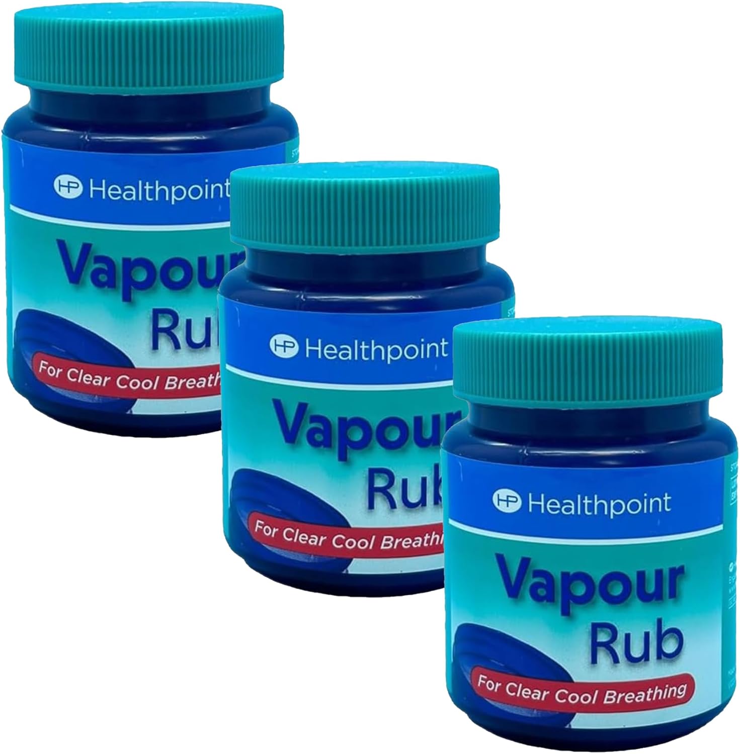Healthpoint Vapour Rub for Coughs & Colds - Powerful Vaporub - Contains Menthol and Eucalyptus Oil for Improved Breathing - Cold and Flu Support for Congested Nose - 3 Pack with Cheeroo Magnet