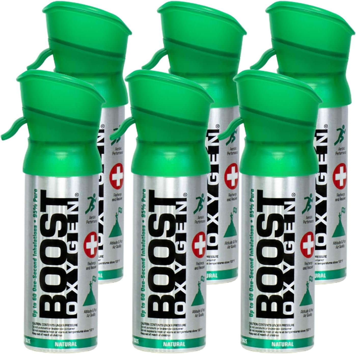 Boost Oxygen Pocket Size Natural 3 Liter Canister | Respiratory Support for Aerobic Recovery, Altitude, Performance and Health (6 Pack)