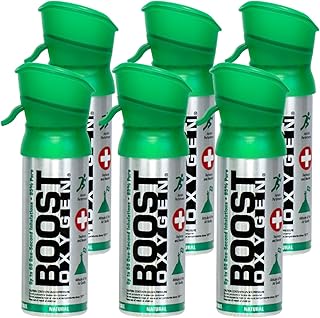 Boost Oxygen Pocket Size Natural 3 Liter Canister | Respiratory Support for Aerobic Recovery, Altitude, Performance and Health (6 Pack)
