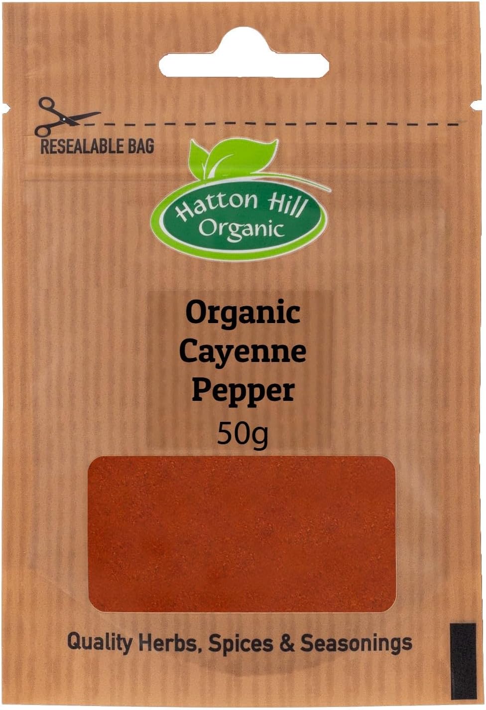 Organic Cayenne Pepper by Hatton Hill | Cayenne Pepper Rich, Deliciously Warm, Smoky aroma, Make it an appealing addition to many dishes. (50g)