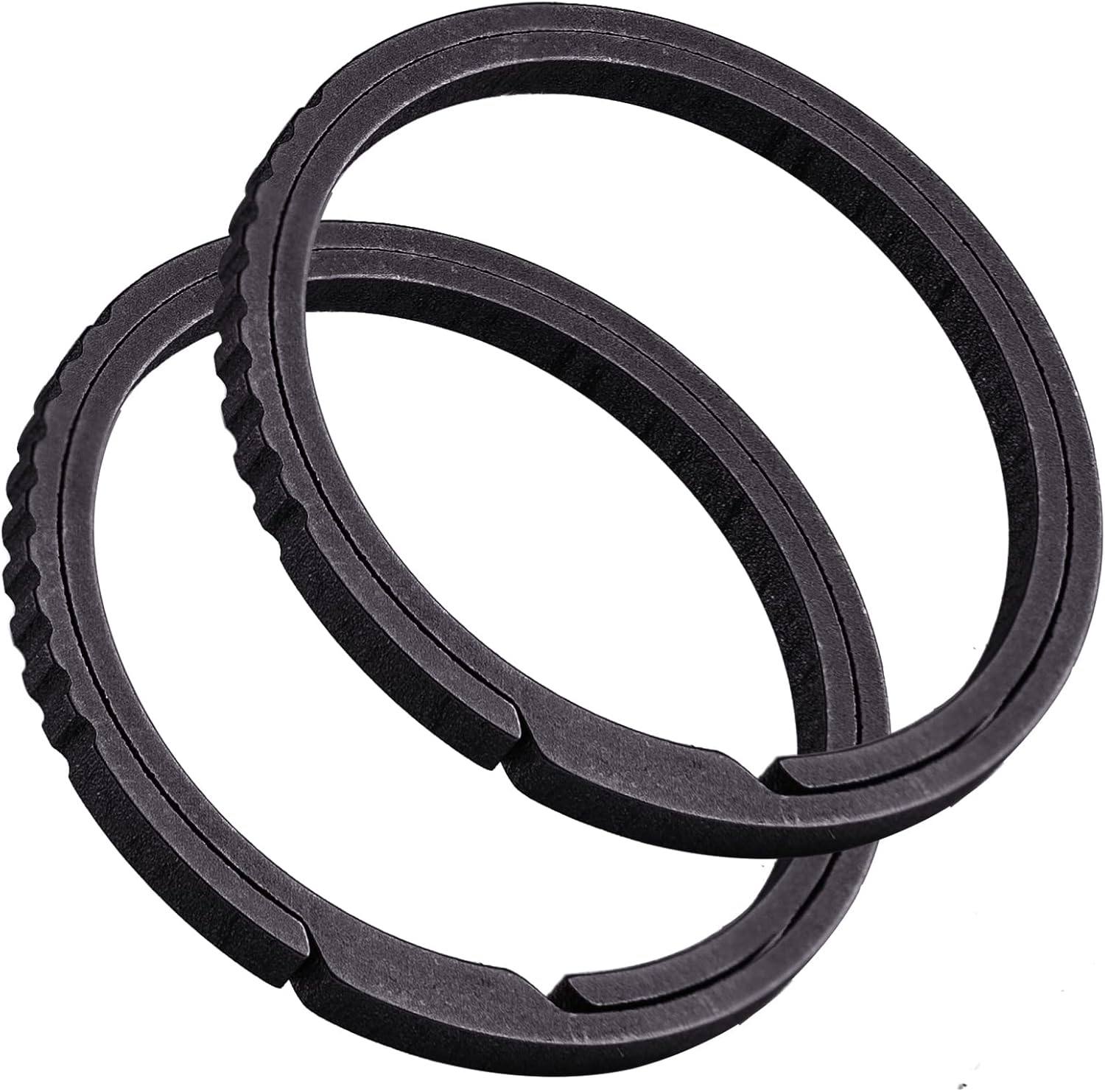 TISUR Titanium Keychain Rings, Split Side Pushing Key Rings Heavy Duty Black Key Ring For Key Chain Carabiner Dog Tag Ring