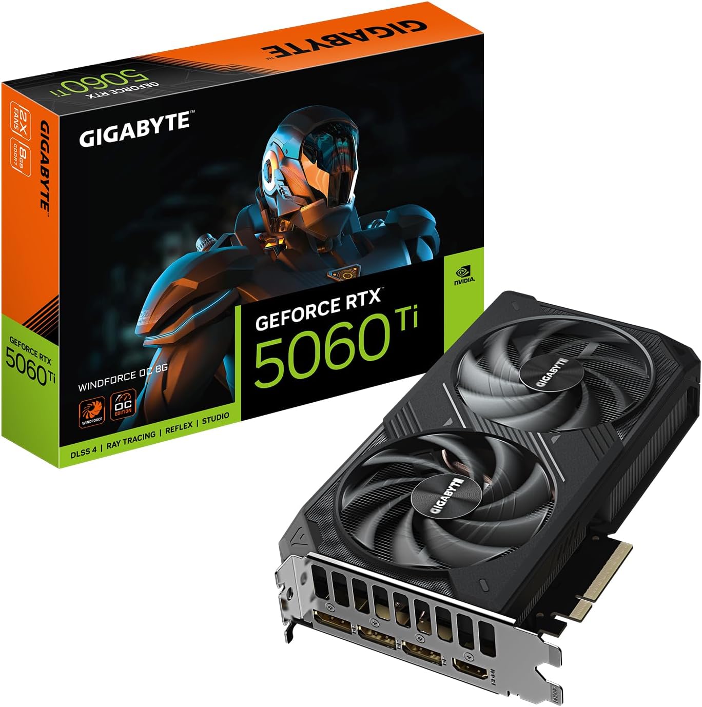 GIGABYTE GeForce RTX 5060 Ti WINDFORCE OC 8G Graphics Card, 8GB 128-bit GDDR7, PCIe 5.0, WINDFORCE Cooling System, GV-N506TWF2OC-8GD Video Card