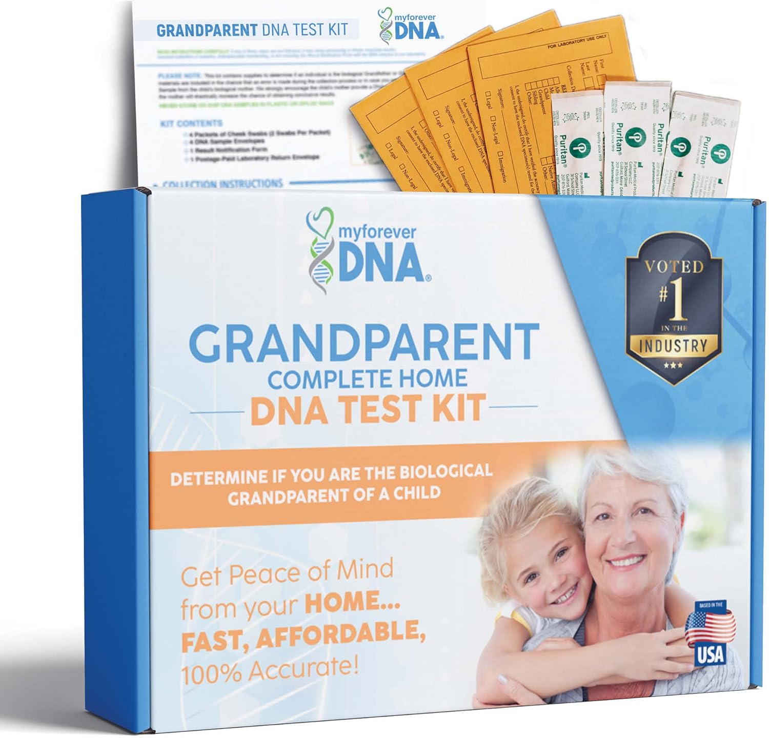 Home Grandparent DNA Test Kit | 46 DNA (Genetic) Marker Test, Unmatched Accuracy | All Lab Fees & Shipping Included | Private & Fast Results
