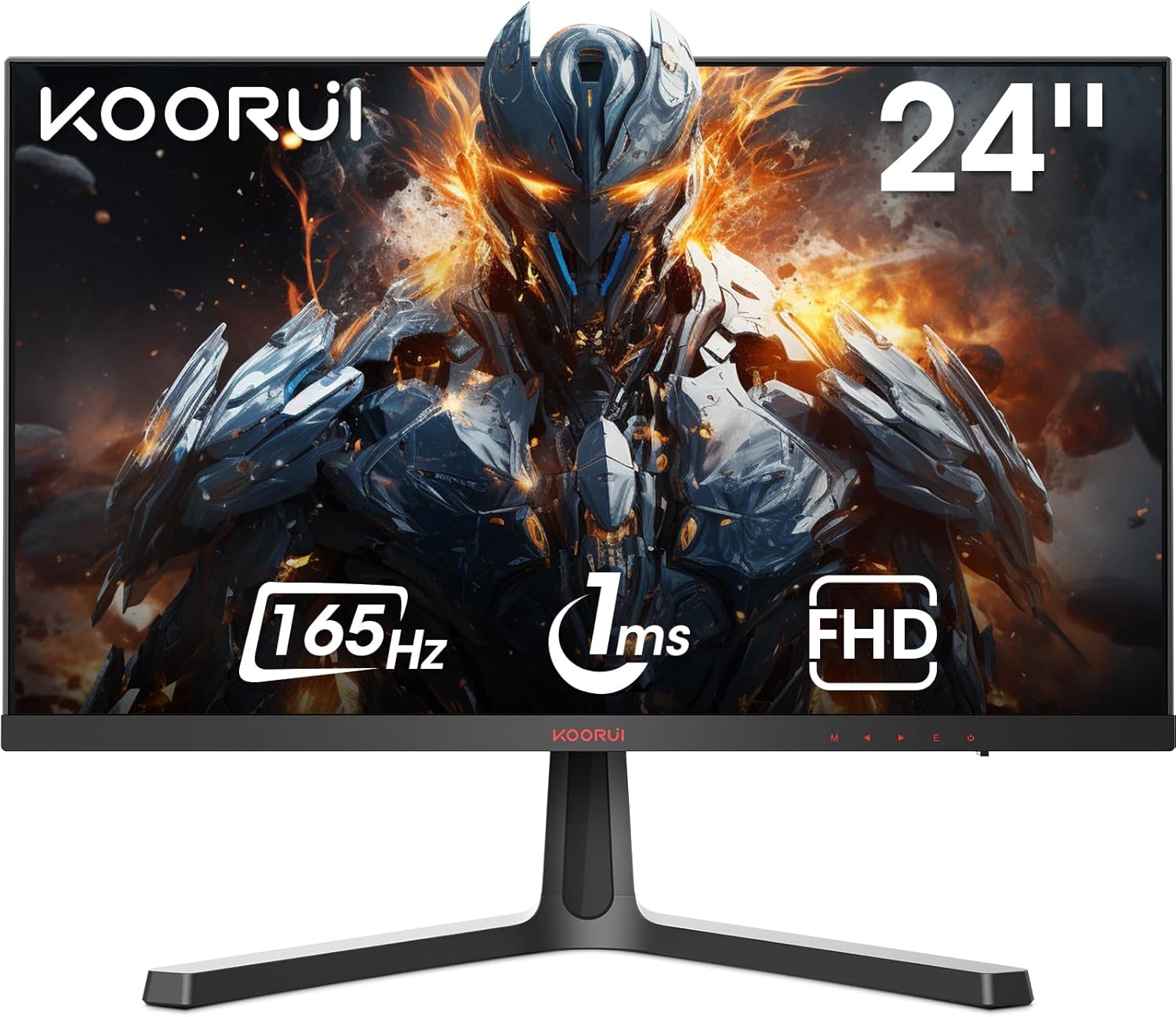 KOORUI 24 Inch Gaming Monitor, 165Hz, FHD 1080P, VA, 1ms, AdaptiveSync Technology, Ultra-Thin Screen, HDMI/DP, VESA Compatible, Tilt Adjustable, Eye Care