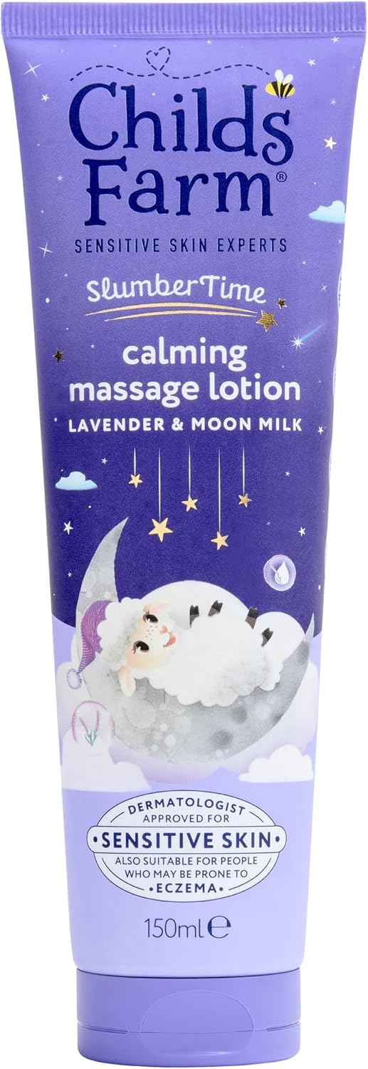 Childs Farm SlumberTime Sleep Calming Massage Lotion, Lavender & Moon Milk | Soothing & Hydrating | Suitable for Newborns with Dry, Sensitive Skin, 150ml