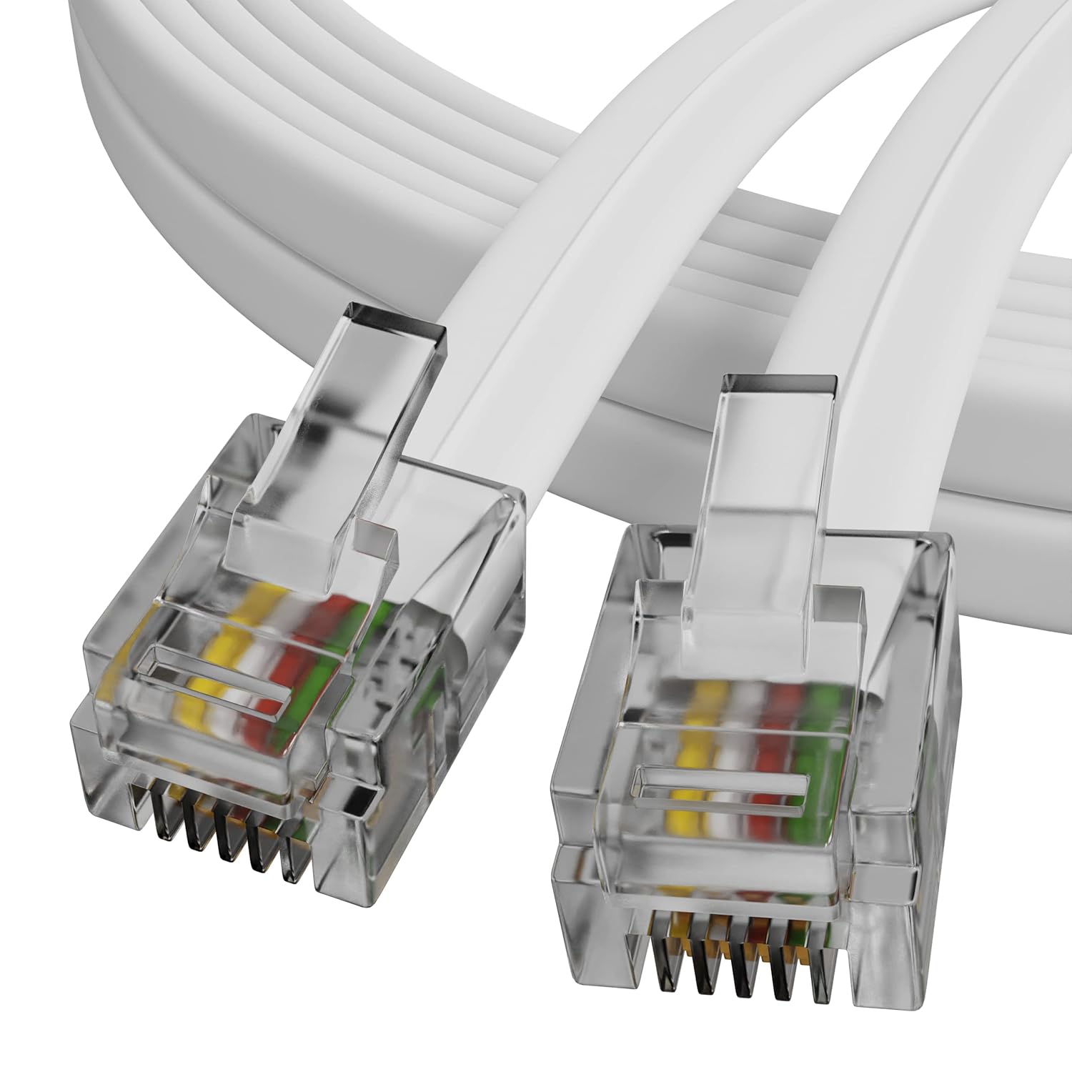 ConnectingU® 10m long White ADSL Modem Cable - Premium Quality with Gold Plated Contact Pins, Ideal for High Speed Internet Broadband Routers/Modems to RJ11 Phone Socket DSL Microfilter.