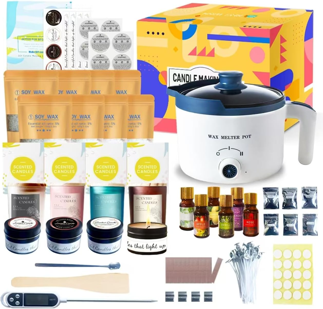 Ksedcon Candle Making Kit with Electric Wax Melting Pot, DIY Candle Maker Set for Adults Beginners, Professional Wax Melt and Candle Maker to Make Your Own