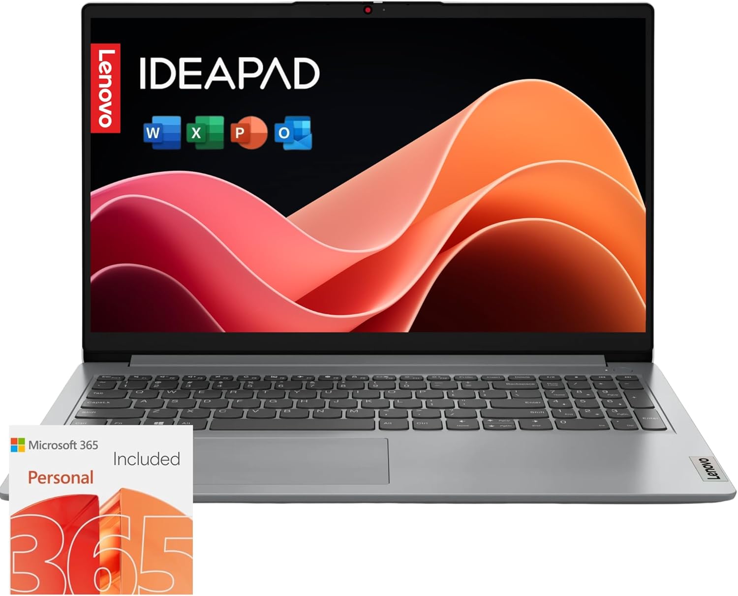 Lenovo IdeaPad 1i Laptop with Microsoft 365 Home and Business • 12GB RAM • 1TB Cloud Storage and 256GB SSD • Intel Core • 15 Anti-Glare Screen • WiFi-6 • 11HR Battery • Windows 11 • w/o Earbuds
