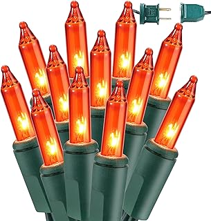 BrizLabs 300 Counts Orange Halloween Lights, Halloween Lights Connectable, UL Certified Mini Halloween Lights, Incandescent Orange Lights String for Indoor Outdoor Halloween Christmas Tree Decor