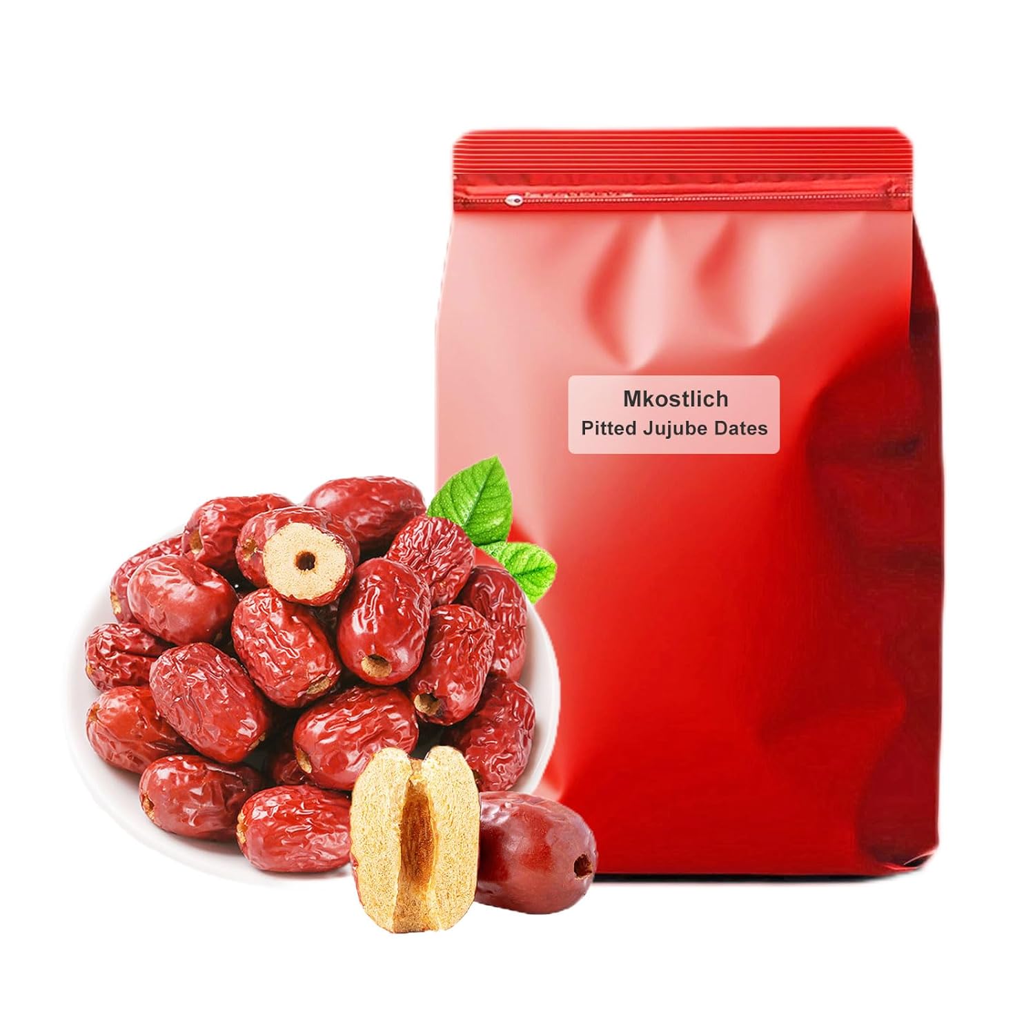 Mkostlich Jujube Date, Pitted Dates Bulk, Chinese Red Date, 1.1lb/500g Large-size Jujubees, Sweet Dried Jujube Fruit for Snacking, Brewing Tea, Soup, Baking, Oatmeal