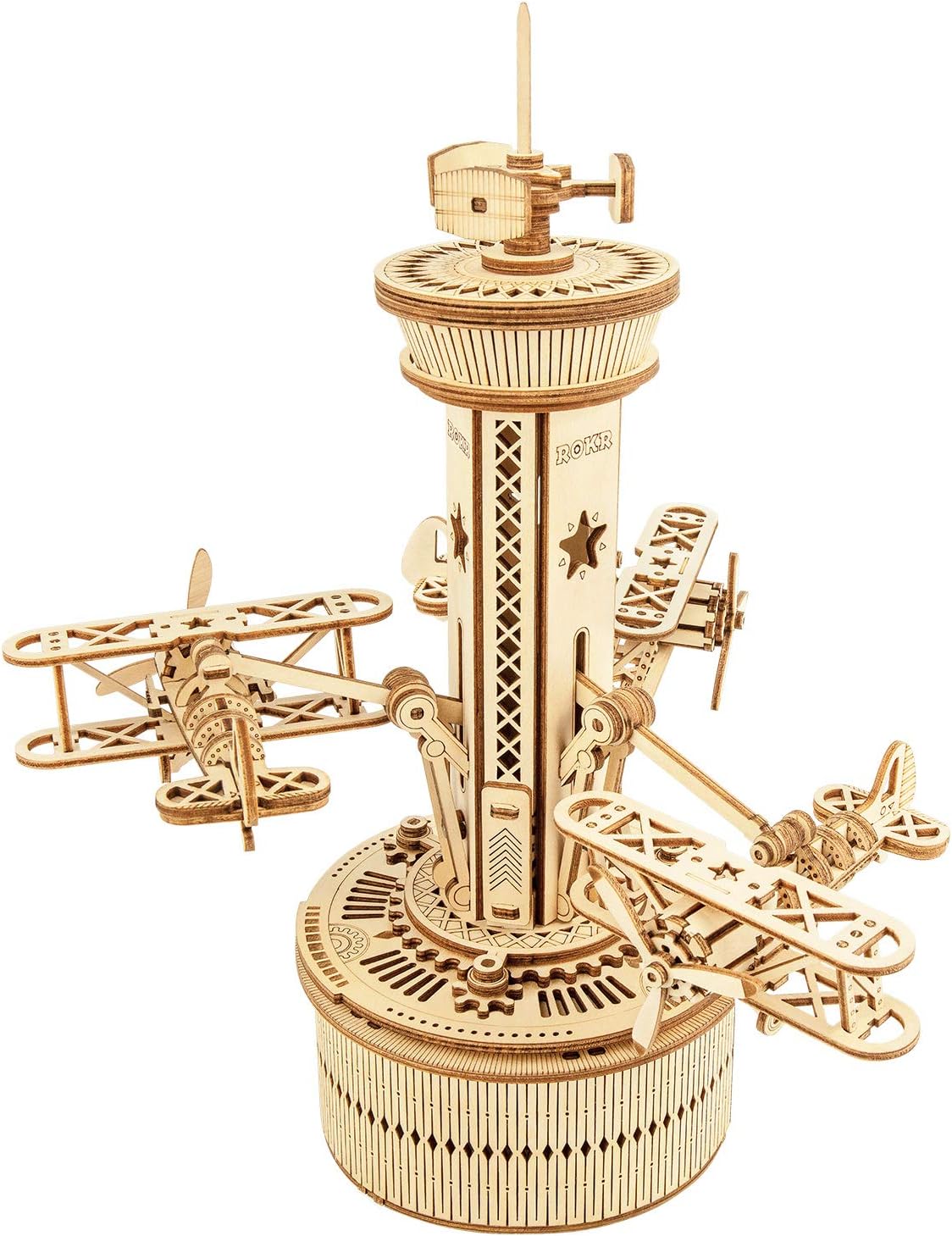 ROKR Wooden Model kit Airplane-Control Tower Model Wooden Puzzle Birthday Gifts For Teens and Adults