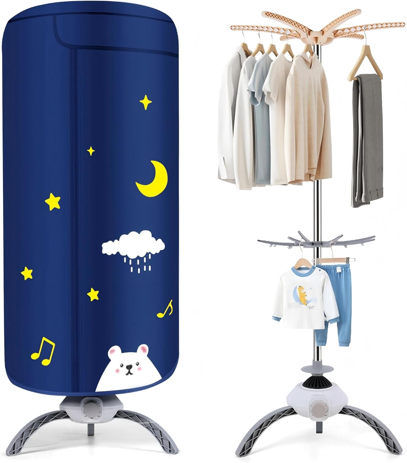 Portable Clothes Dryer Upgraded Large Capacity for Families,travel and apartments,Mini 900W Fast-Drying Machine for Skirts, Clothing and Shoes Quick & Easy-to-Use Foldable Compact Dryer(Dark Blue)