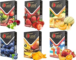 Tanay Herbal Hookah Molasses Fruit Mix Hookah Shisha Flavors, Premium Tobacco & Nicotine Free, Fruit Variety Pack, 50-Gram Packs (Pack of 6)